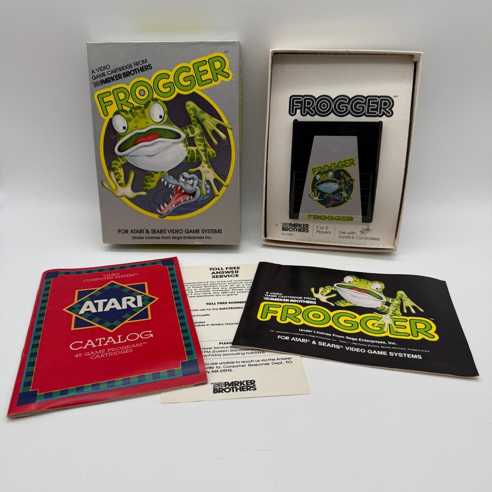 Frogger Atari 2600 Sears Video Arcade Game CIB Silver Label Parker Brothers